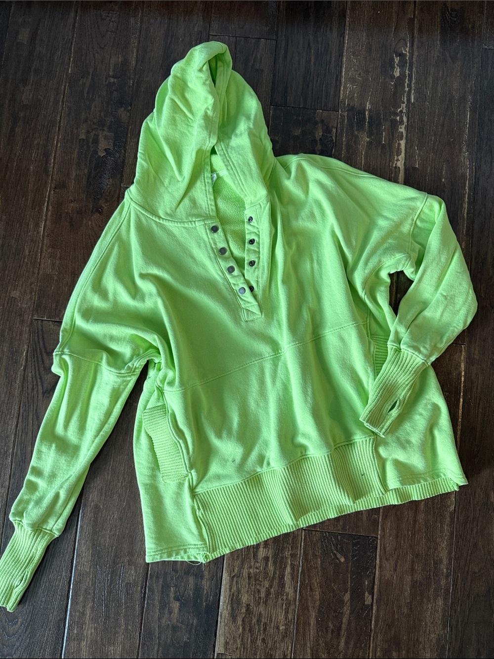 BUCKETLIST Neon Green Hooded Snap-Front Women's Sweatshirt